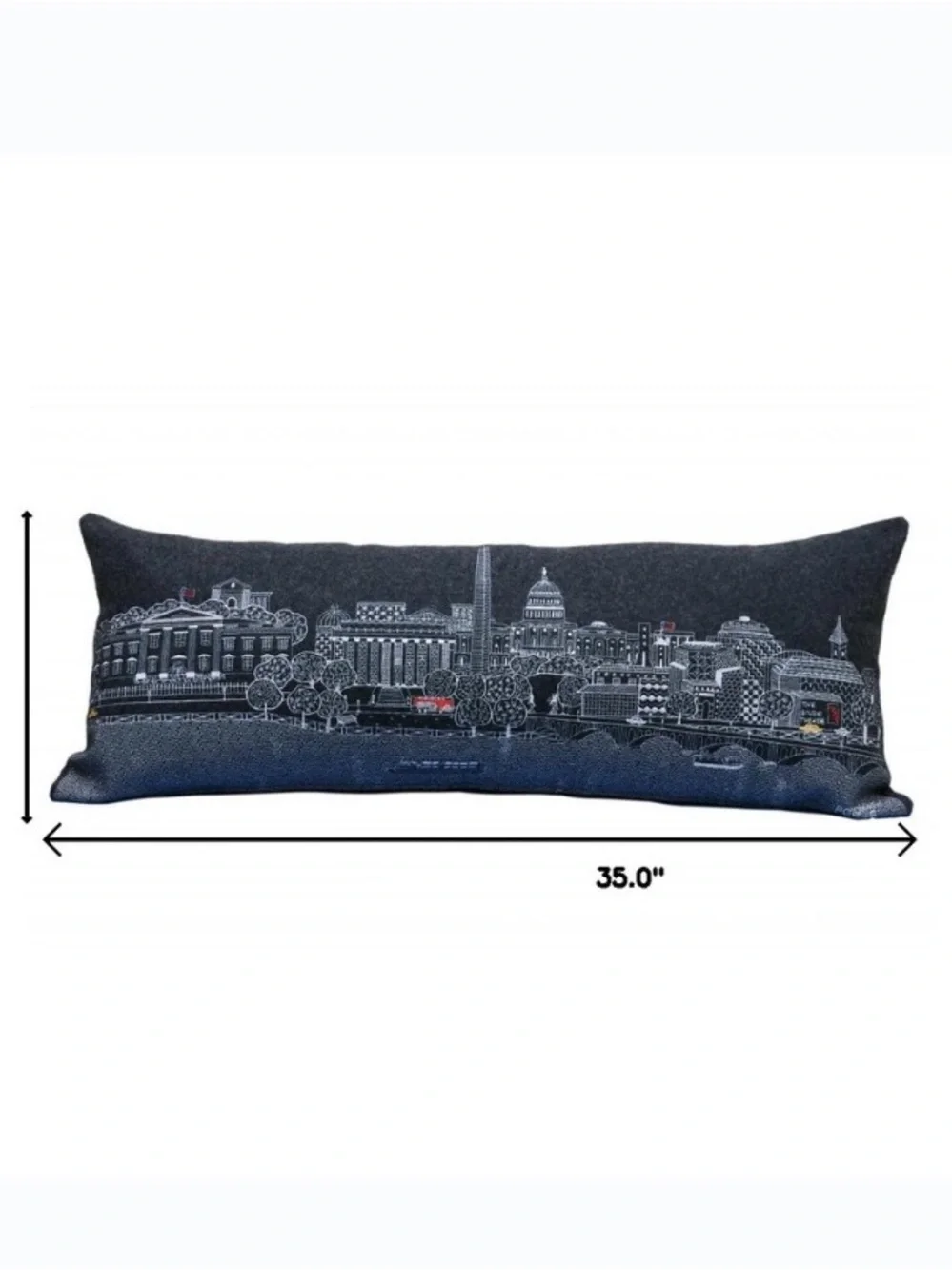 Homeroots Home Decor Washington DC Nighttime Skyline Lumbar Decorative Pillow 35